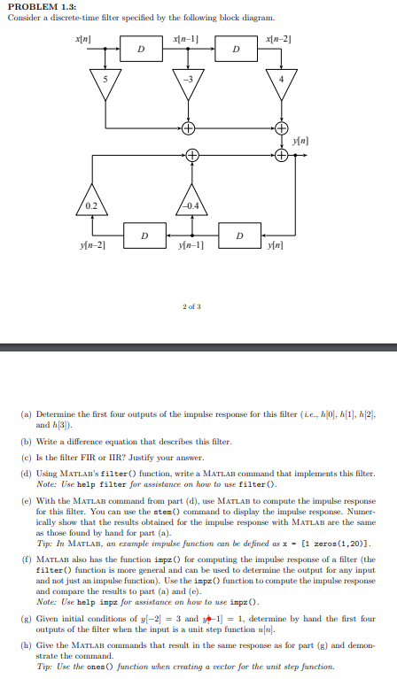 Solved PROBLEM 1.3: Consider A Discrete-time Filter | Chegg.com