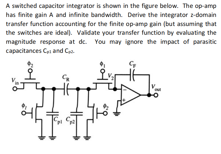 Solved A switched capacitor integrator is shown in the | Chegg.com