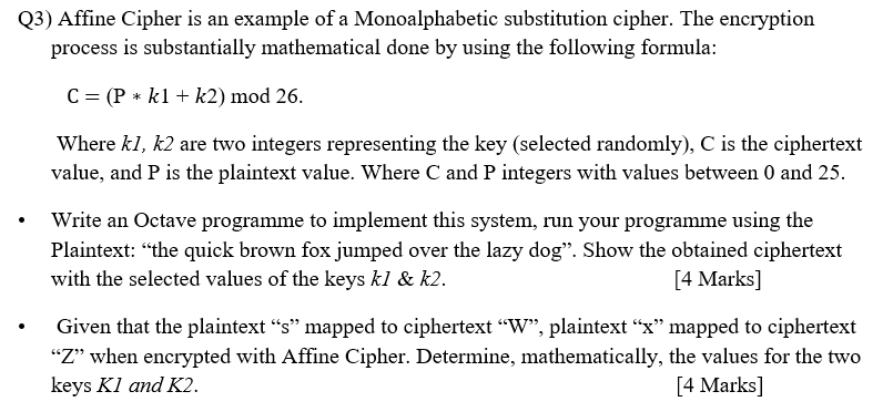 Solved We Got An Affine Cipher Question On Our Homework And | Chegg.com