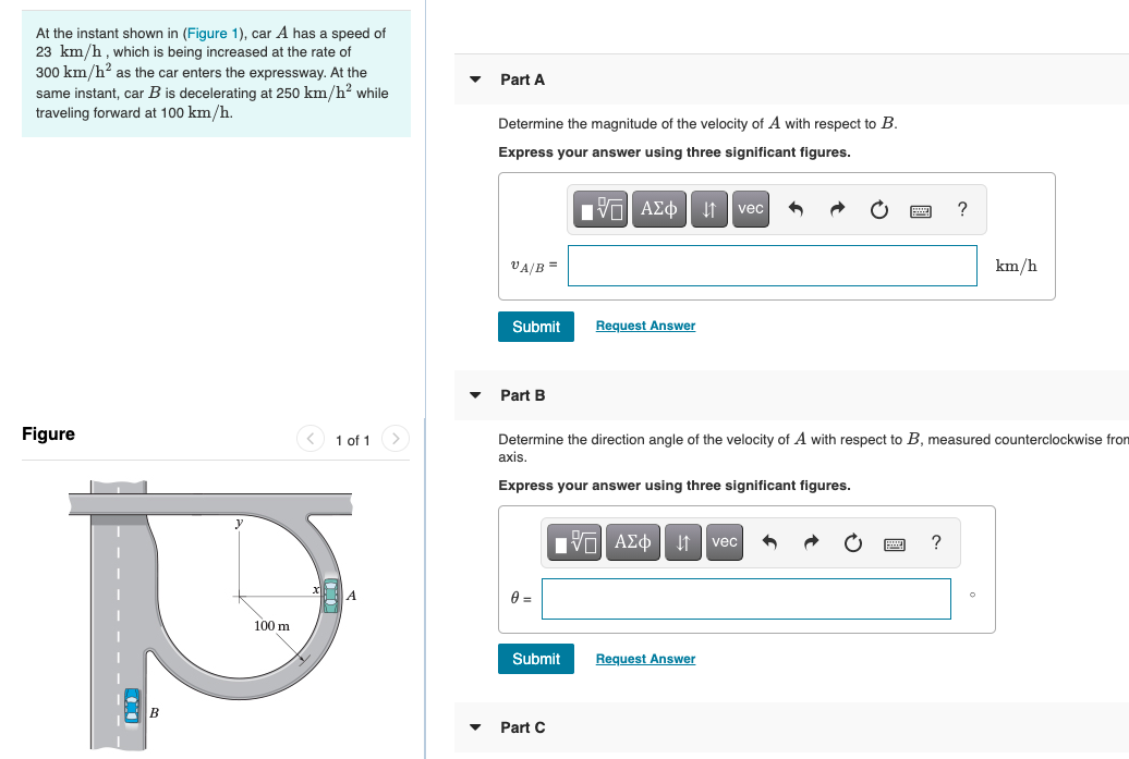 Solved At the instant shown in (Figure 1), car A has a speed | Chegg.com