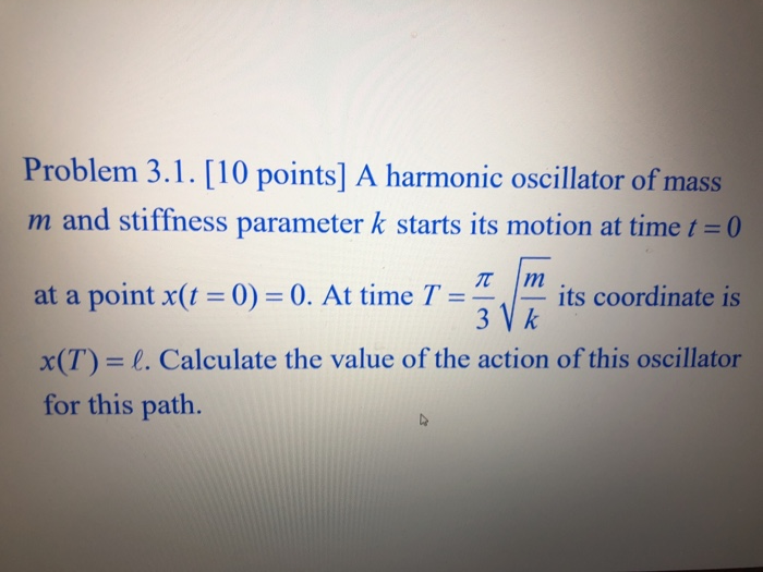 Solved Problem 3.1. [10 points] A harmonic oscillator of | Chegg.com