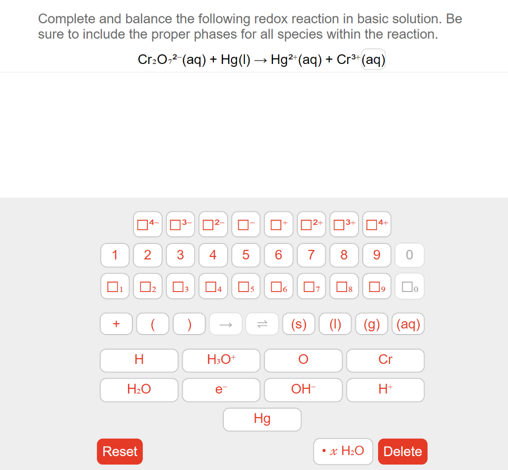 Solved Complete And Balance The Following Redox Reaction In | Chegg.com