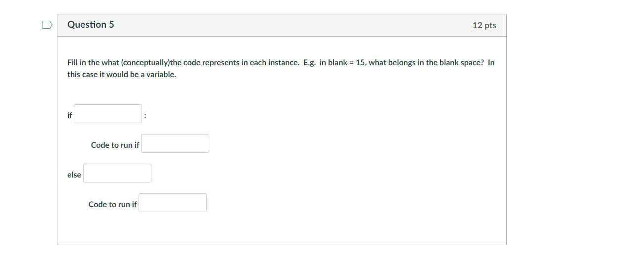 Solved Question 5 12 pts Fill in the what (conceptually)the | Chegg.com