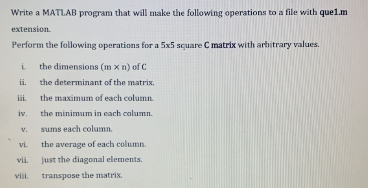 Solved Write a MATLAB program that will make the following | Chegg.com