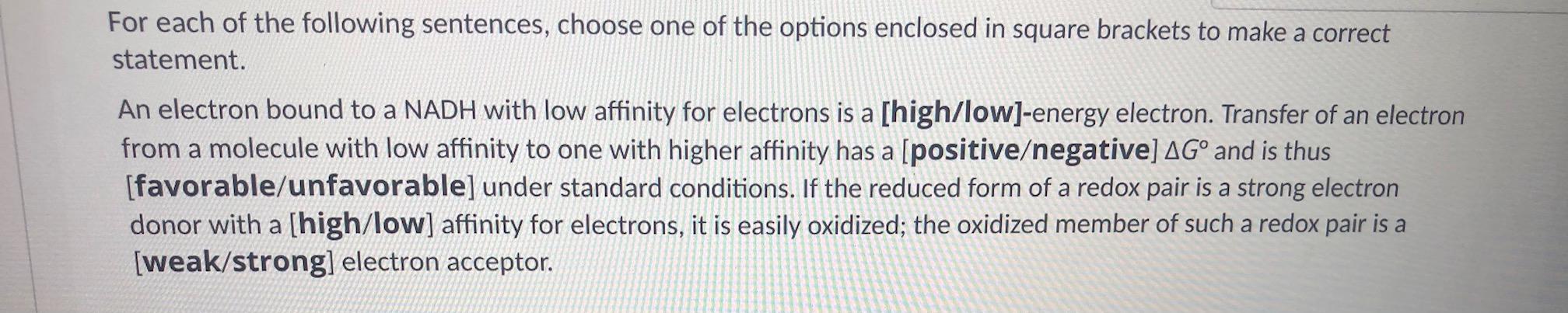 Solved For Each Of The Following Sentences, Choose One Of | Chegg.com