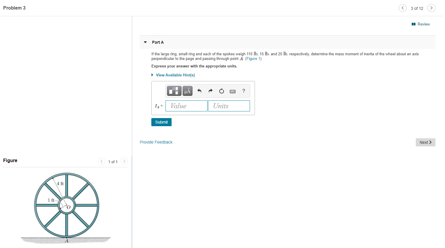 Solved Problem 3 3 of 12 Review Part A If the large ring, | Chegg.com