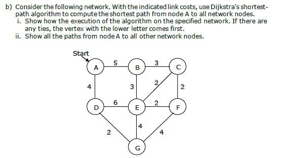 Solved B) Consider The Following Network. With The Indicated | Chegg.com