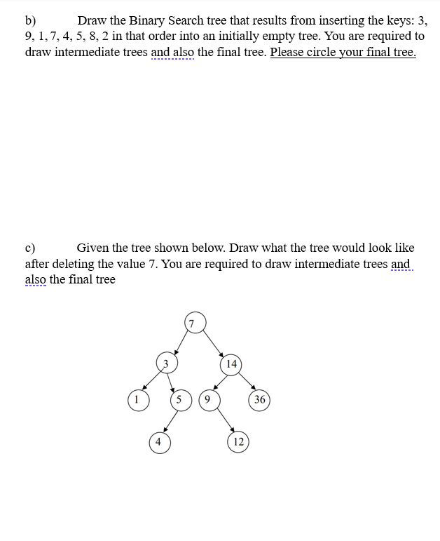 Solved a) Represent the following binary tree with an array. | Chegg.com