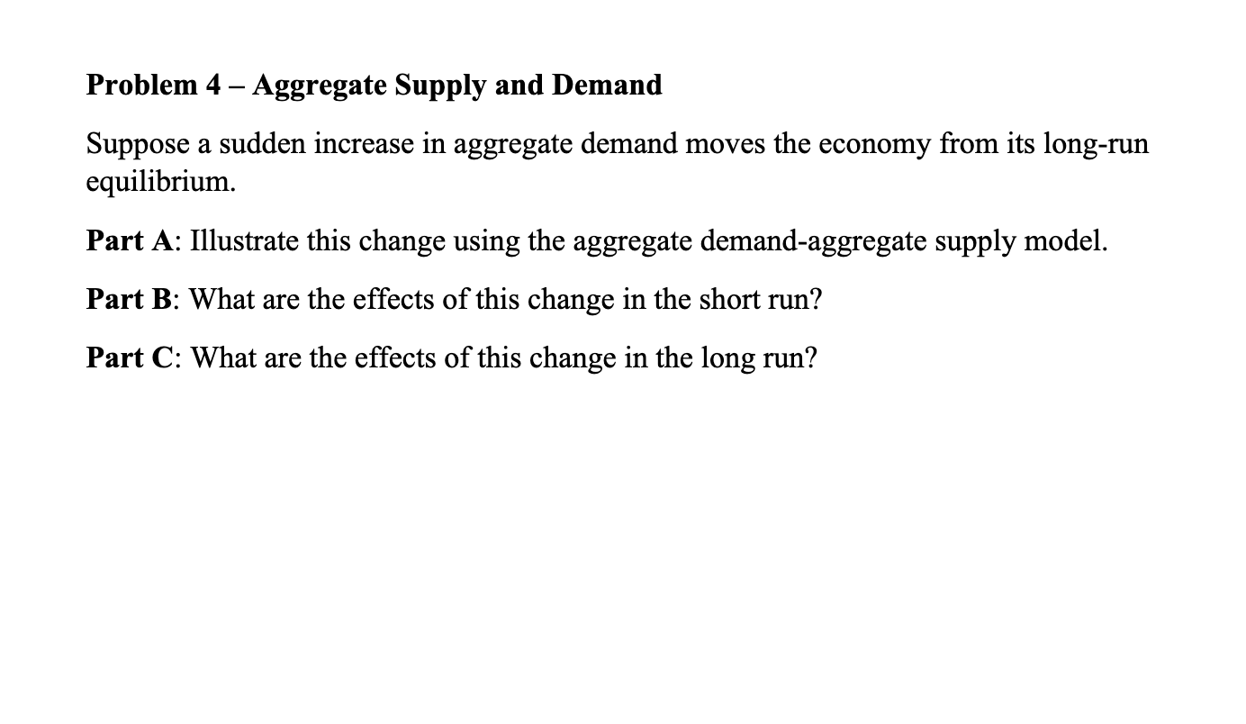 Solved Problem 4 - Aggregate Supply And Demand Suppose A | Chegg.com