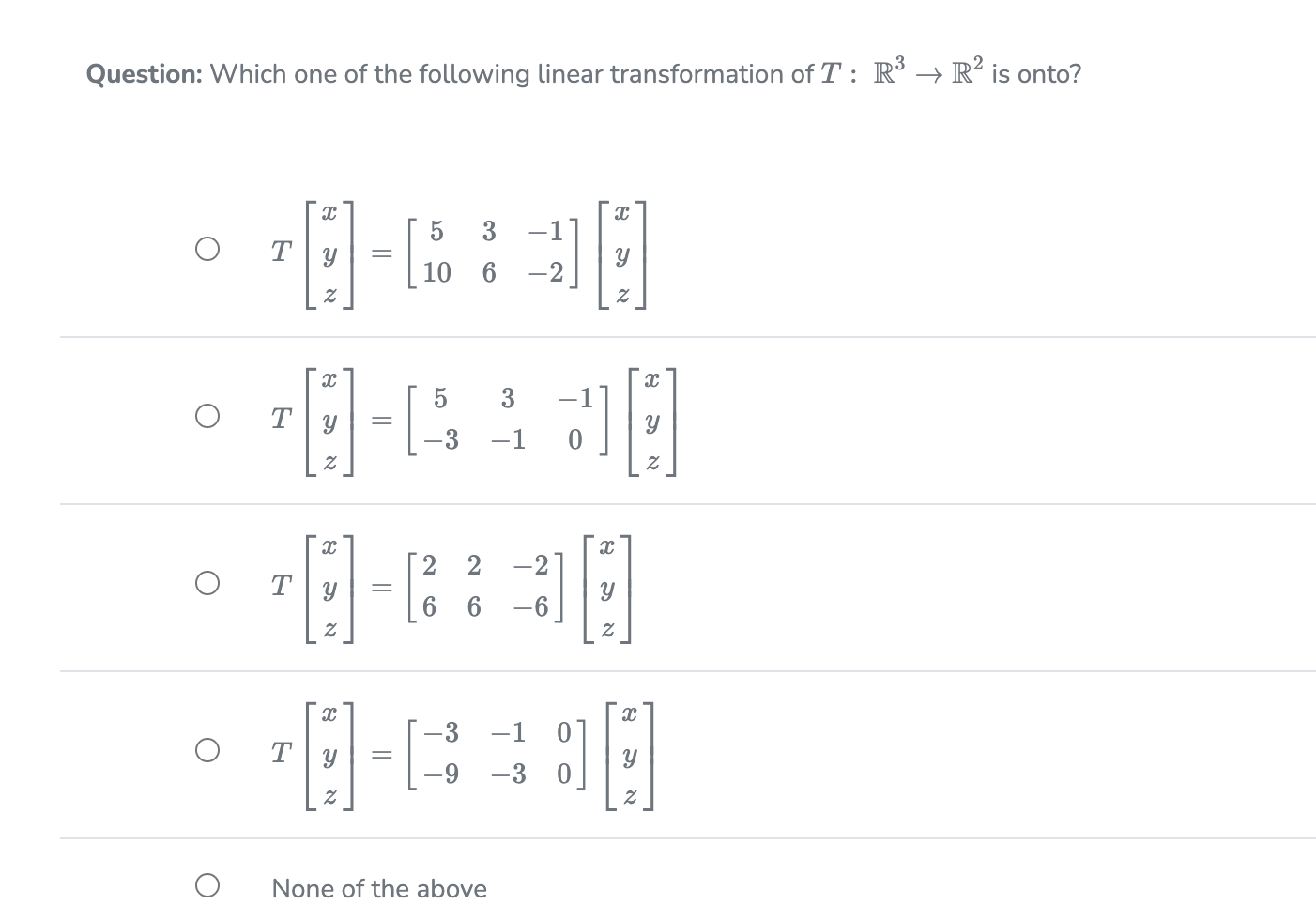 Solved R3 Question: Consider the following transformation | Chegg.com
