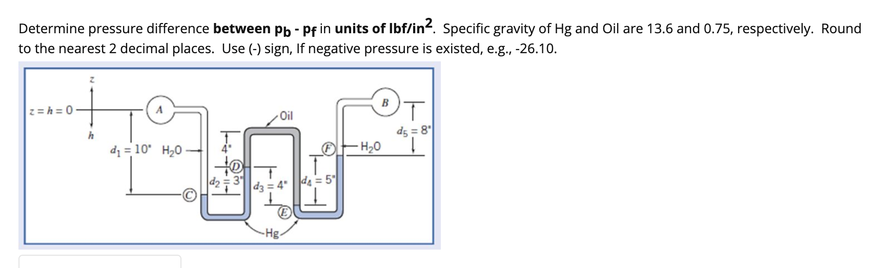 Solved Determine Pressure Difference Between Pb - Pfin Units | Chegg.com