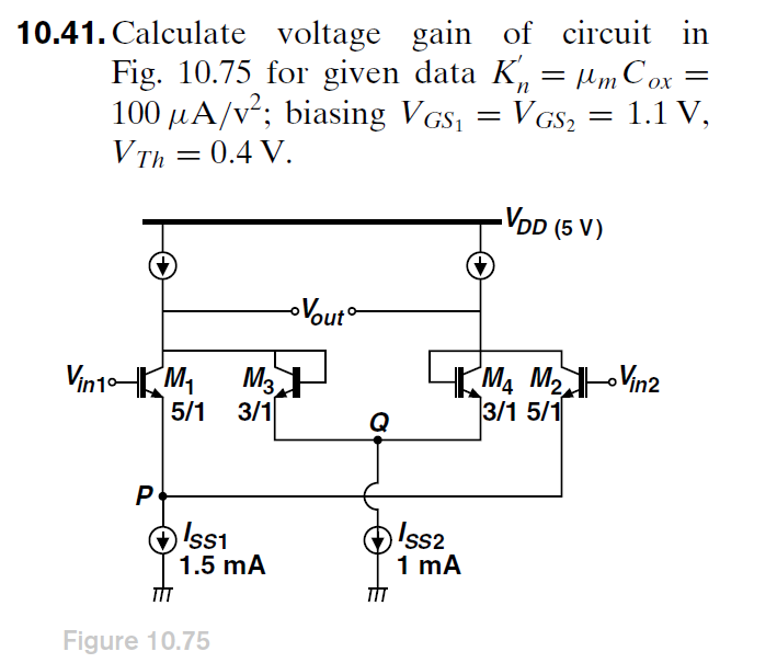 Solved 10.41. Calculate voltage gain of circuit in Fig. | Chegg.com