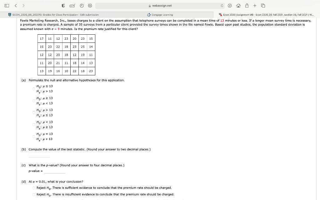 Solved At 𝛼 = 0.01, what is your conclusion? Reject H0. | Chegg.com