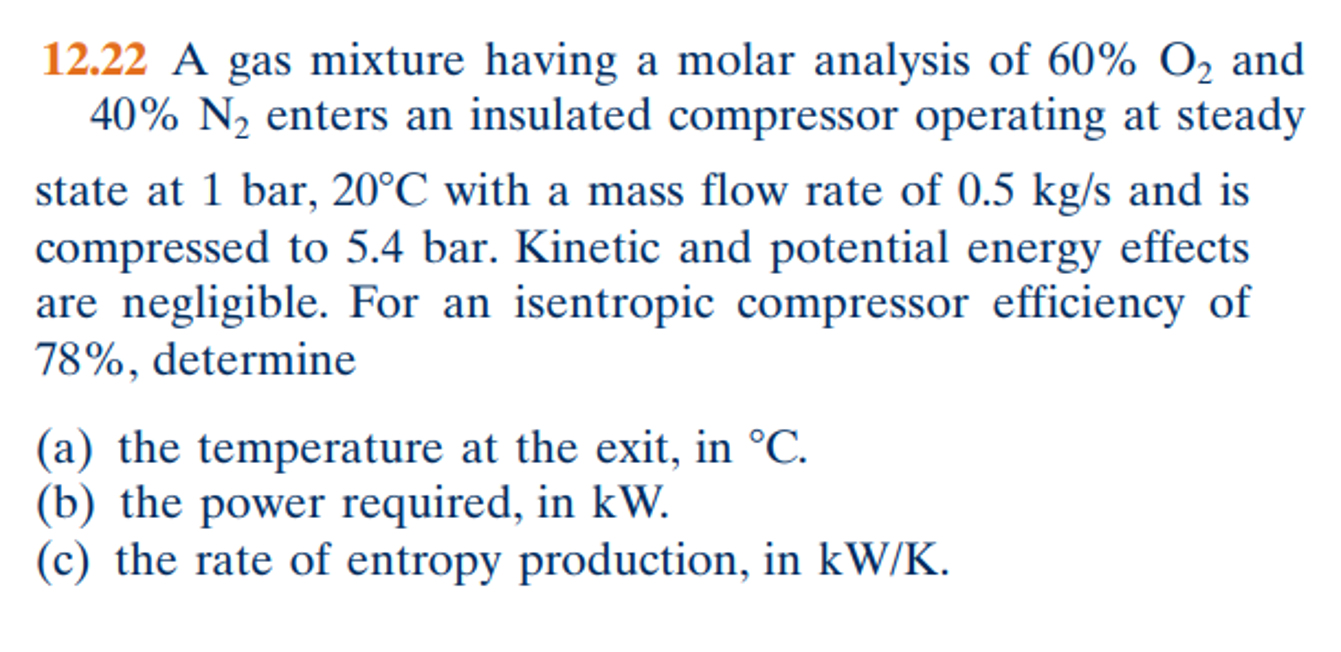 Solved 12.22 A gas mixture having a molar analysis of 60 O2