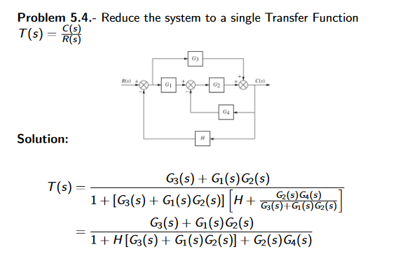 Solved Problem 5.1.- Reduce the block diagram to a single | Chegg.com