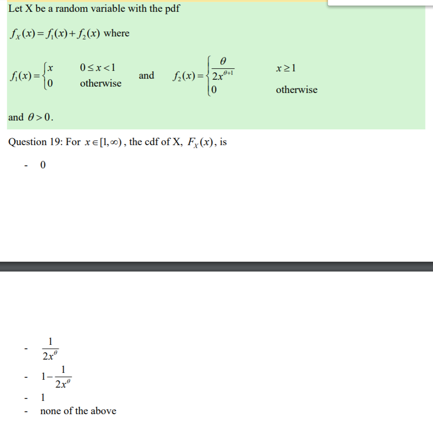 Solved Let X be a random variable with the pdf fx(x)= f | Chegg.com