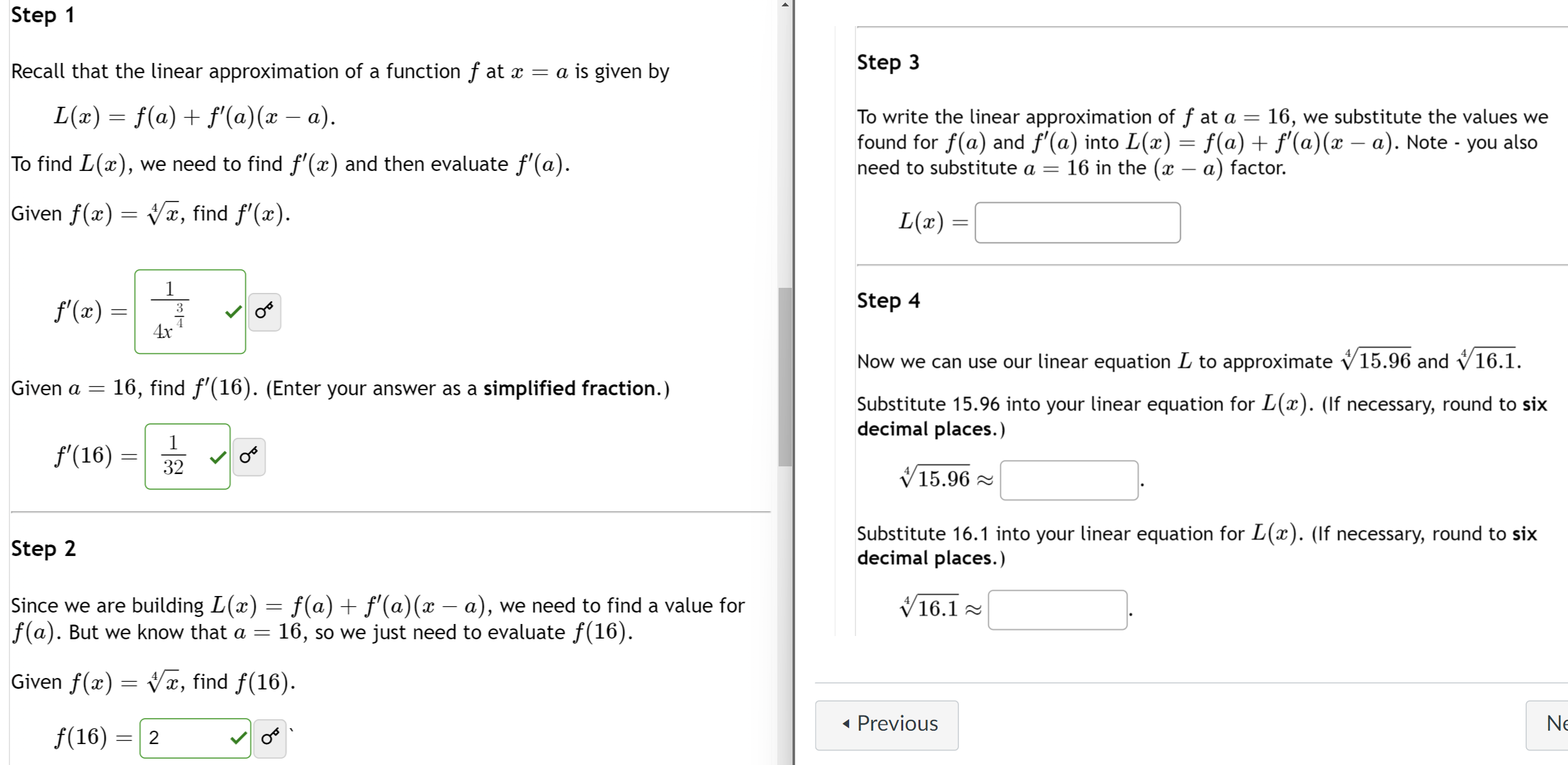 Solved Let F X X4 ﻿find The Linear Approximation And Use