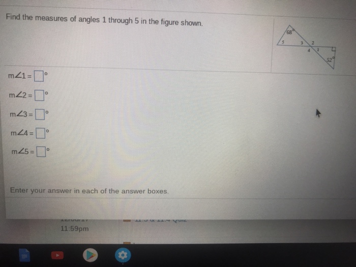 Solved: Find The Measures Of Angles 1 Through 5 In The Fig... | Chegg.com