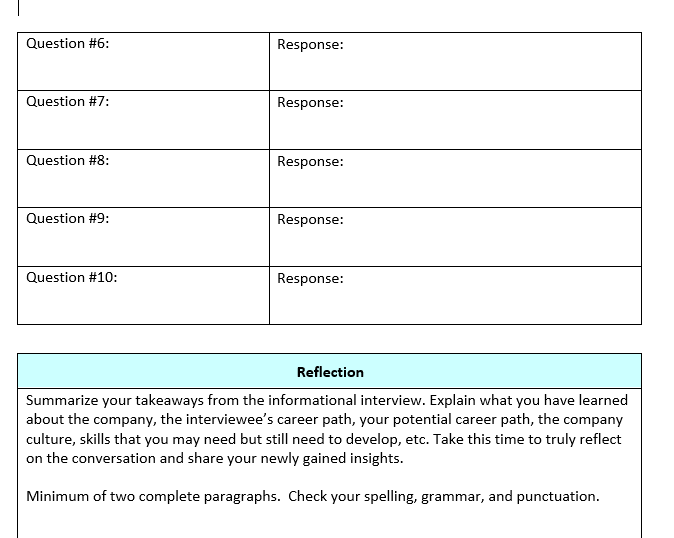 Solved The Purpose Of The Informational Interview Is To Chegg Com