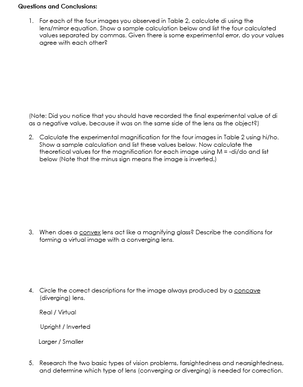 Lenses Virtual Lab Using PET Geometric Optics Name