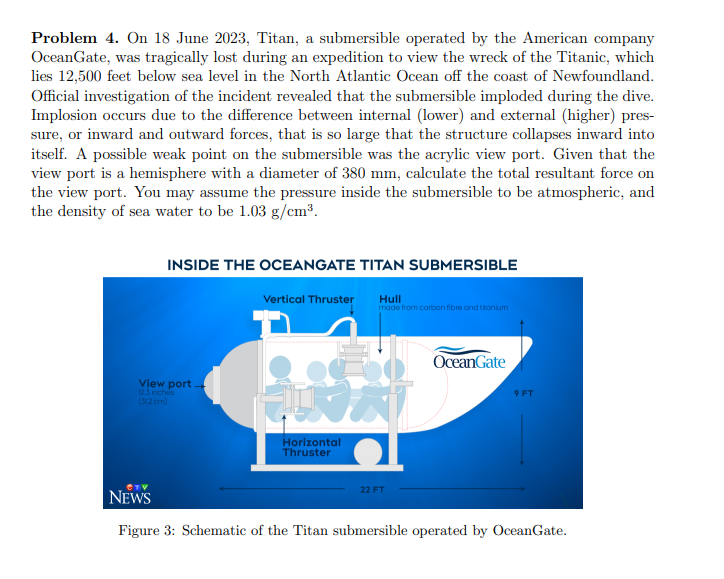 Problem 4. ﻿on 18 ﻿june 2023, ﻿titan, A Submersible 