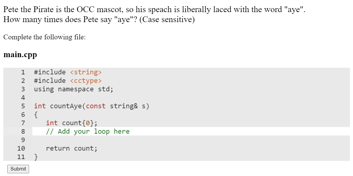 Solved Pete the Pirate is the OCC mascot, so his speach is | Chegg.com