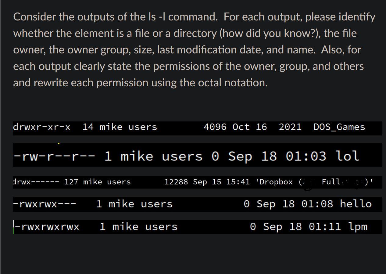 solved-consider-the-outputs-of-the-is-i-command-for-each-chegg