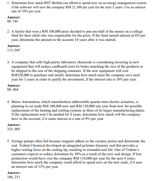 Solved 1 Determine How Much Bnt Berhad Can Afford To Spe Chegg Com