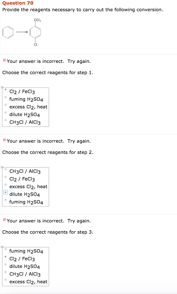 Solved Question 70 Provide the reagents necessary to carry | Chegg.com