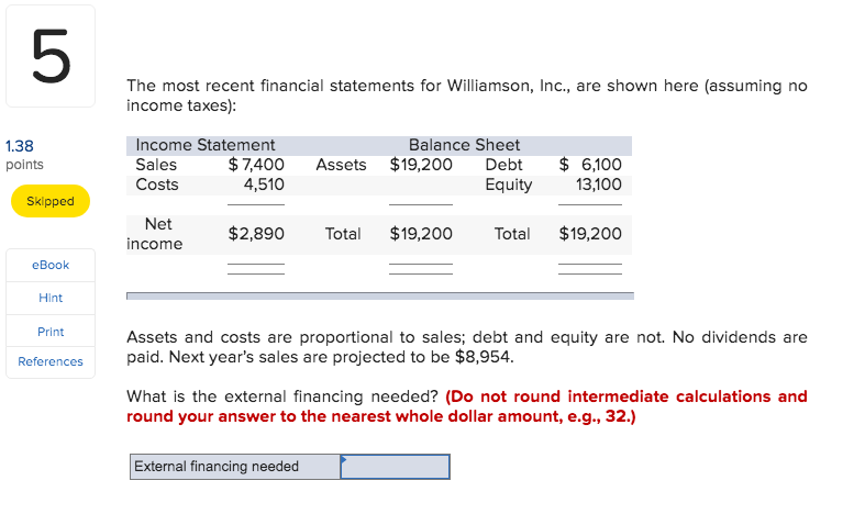 solved-the-most-recent-financial-statements-for-williamson-chegg