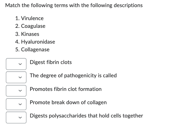 Solved Match the following descriptions with the given | Chegg.com