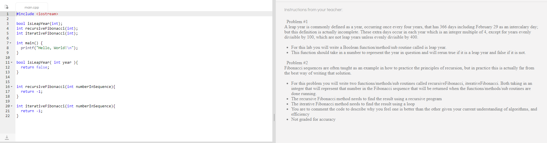 Solved Instructions from your teacher Problem #1 A leap year | Chegg.com
