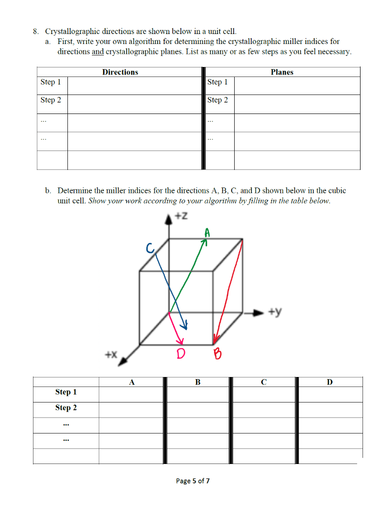 Solved 8. Crystallographic Directions Are Shown Below In A | Chegg.com