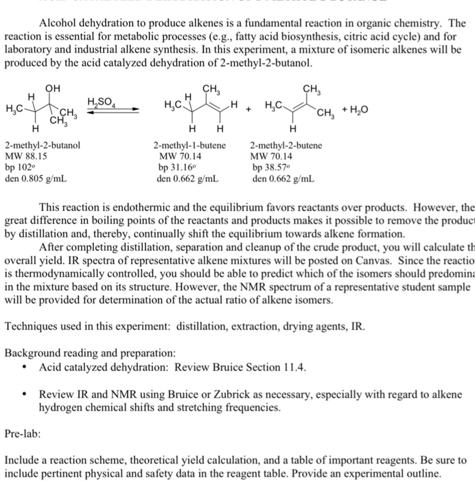 Solved Alcohol dehydration to produce alkenes is a