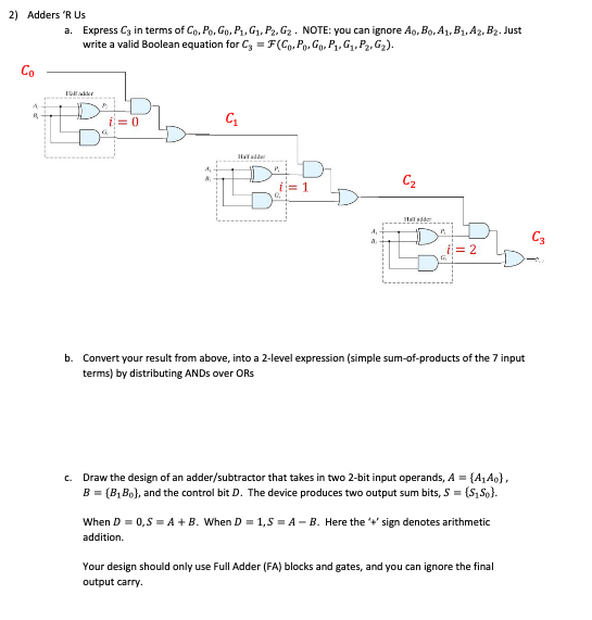 Solved 2 Adders R Us A Express C In Terms Of Co P Go Chegg Com