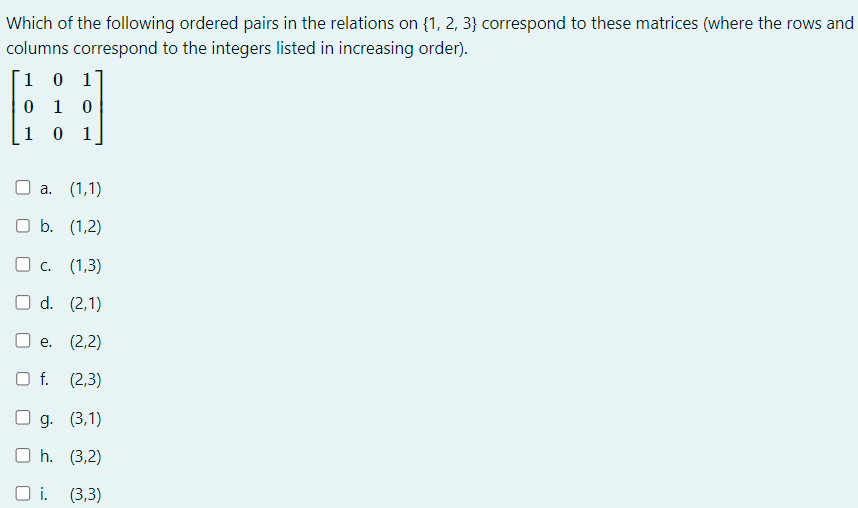 Solved Which Of The Following Ordered Pairs In The Relations Chegg Com   PhpQlo6PW