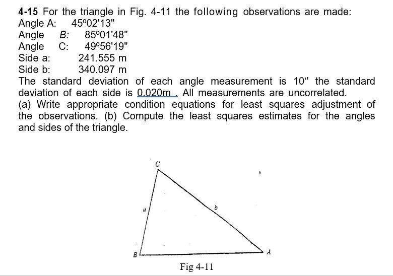 Solved For the triangle in Fig. 4-11 the following | Chegg.com