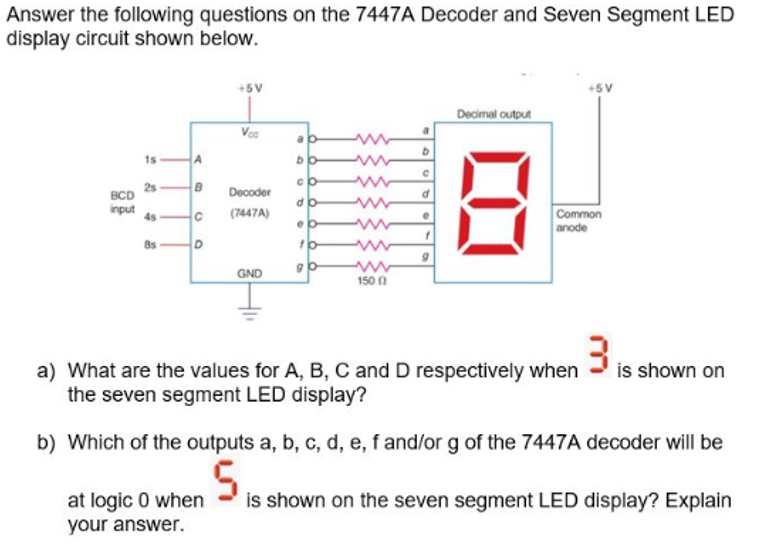 Solved Answer the following questions on the 7447A Decoder | Chegg.com
