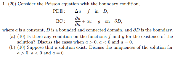 Solved 1. (20) Consider the Poisson equation with the | Chegg.com