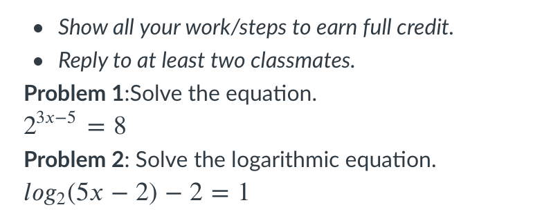 Solved • Show all your work/steps to earn full credit. • | Chegg.com