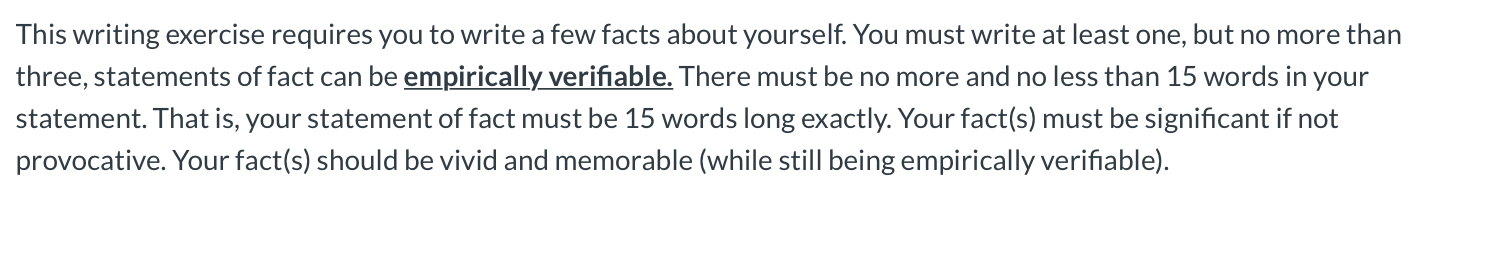 Solved This writing exercise requires you to write a few | Chegg.com