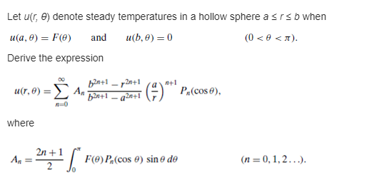 Let Ur E Denote Steady Temperatures In A Hollow Chegg Com