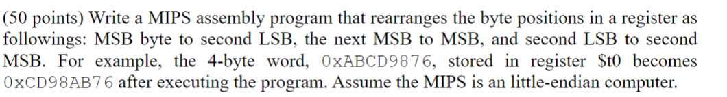 Solved (50 ﻿points) ﻿Write a MIPS assembly program that | Chegg.com