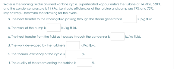 Solved Water is the working fluid in an ideal Rankine cycle. | Chegg.com