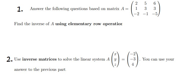 Solved 1. Answer the following questions based on matrix | Chegg.com