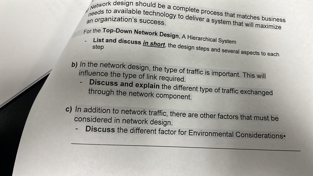 Solved Network design should be a complete process that | Chegg.com