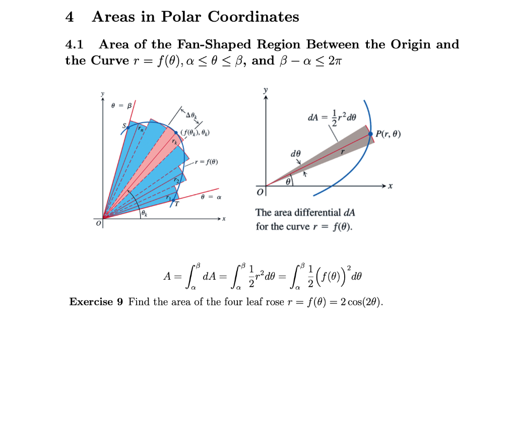 Solved 4 Areas in Polar Coordinates 4.1 Area of the | Chegg.com