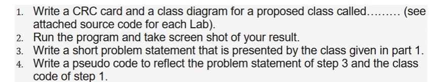 1. Write a CRC card and a class diagram for a | Chegg.com