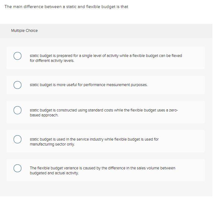 Solved The Main Difference Between A Static And Flexible Chegg