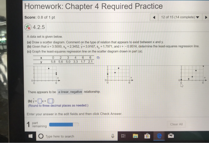 Solved Homework: Chapter 4 Required Practice Score: 0.8 of 1 | Chegg.com